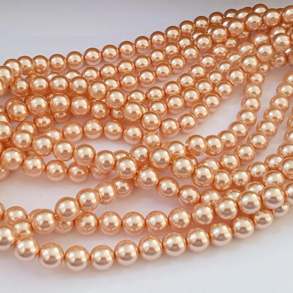 Quality Czech Glass Pearl Beads 10mm- Peach